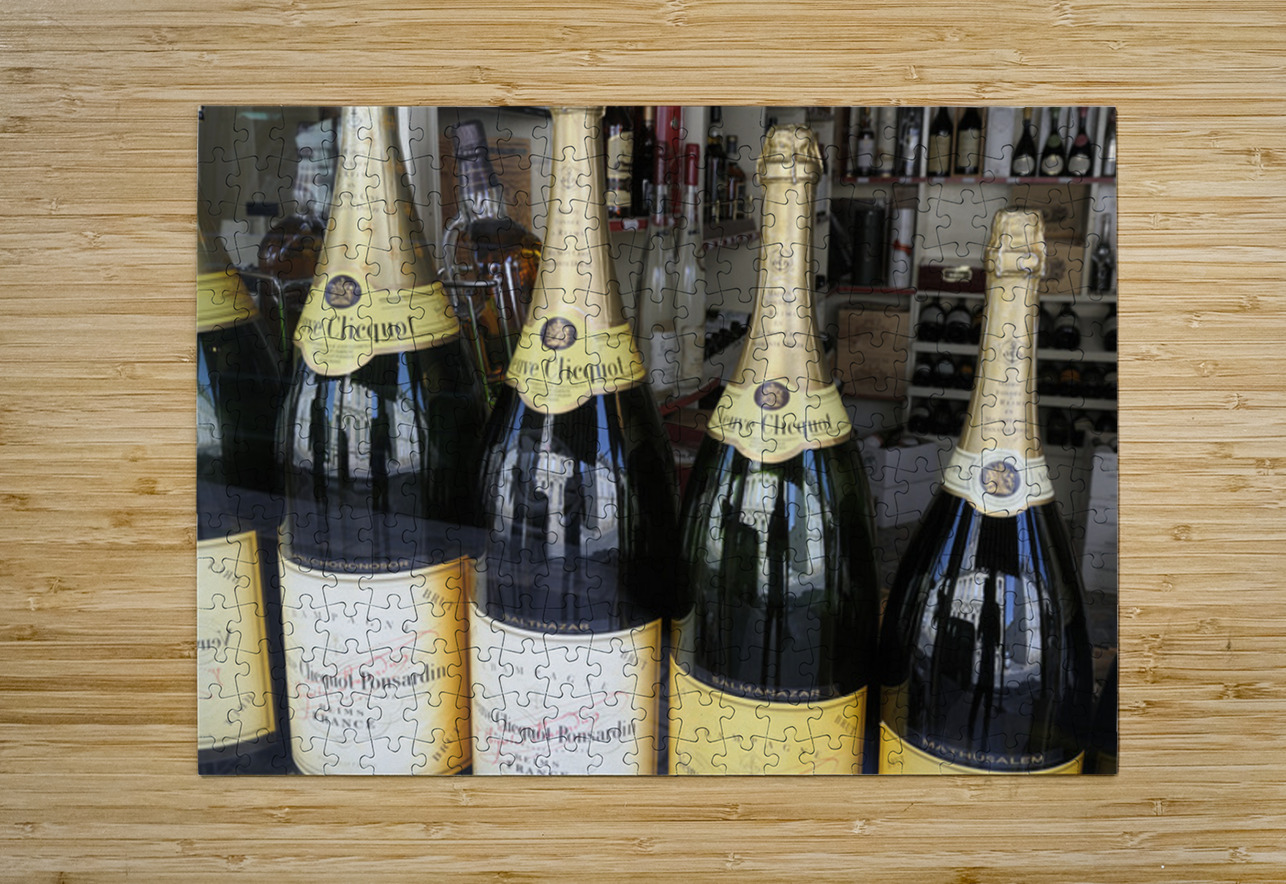 Champagne bottles in a liquor store Nevers Nièvre Burgundy France Kevin Oke Puzzle printing