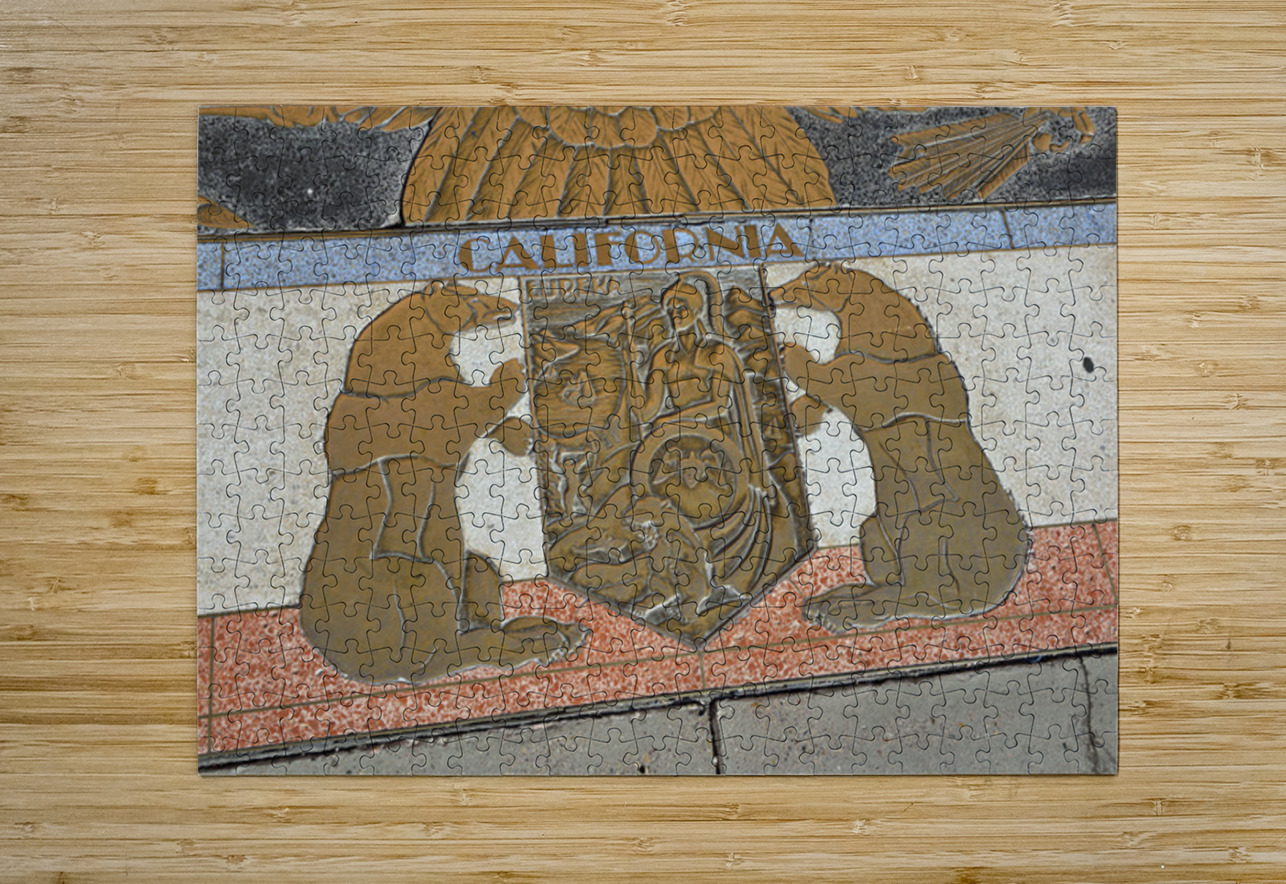 Bas relief plaque for California is inlaid into Hoover Dams plazas surface one of the seven states that fall within the Colorado Rivers basin. Hoover Dam Arizona Nevada USA Kevin Oke Puzzle printing