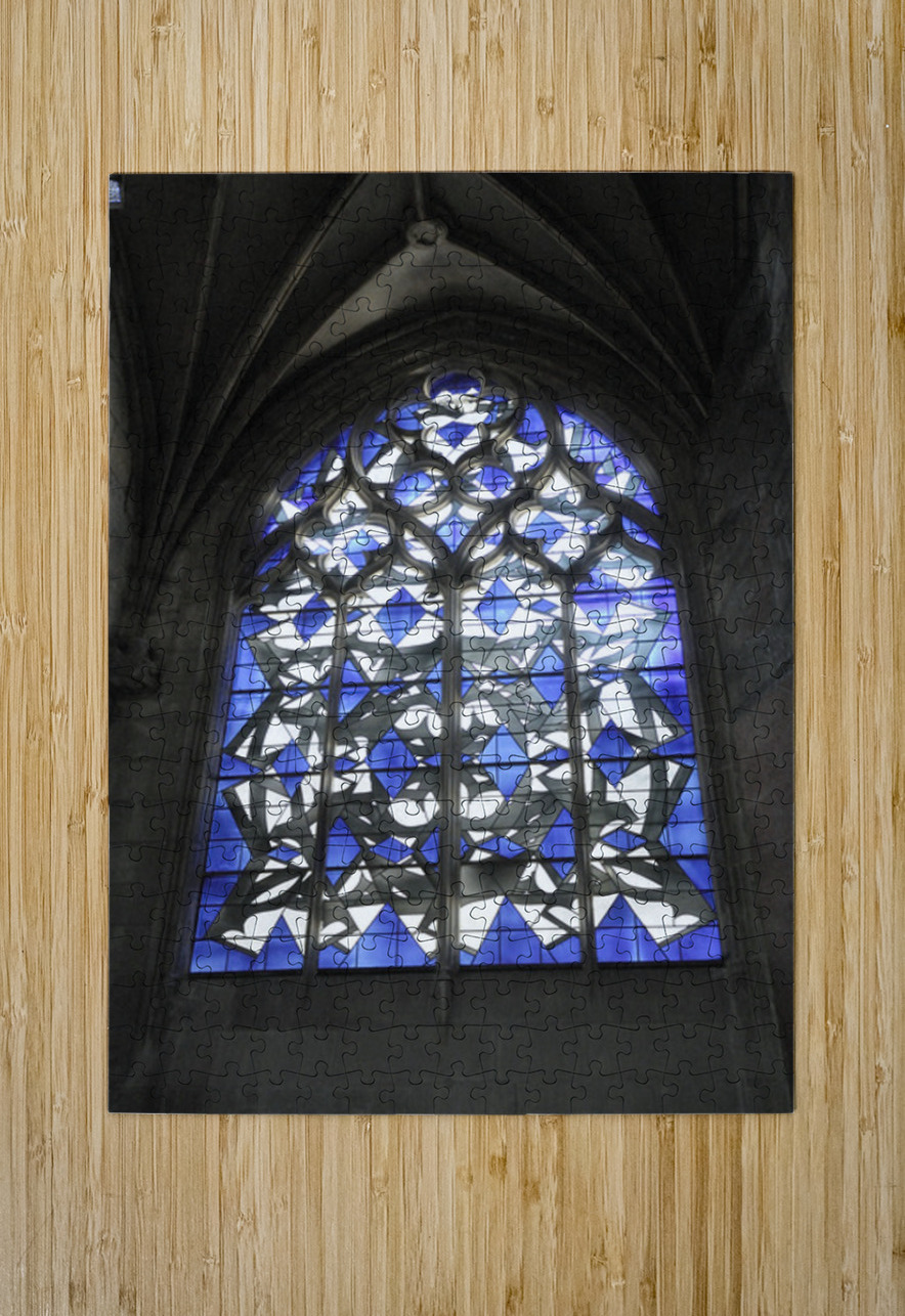 Modern stained glass window Nevers Cathedral Cathédrale Saint Cyr et Sainte Julitte de Nevers Nevers Nièvre Burgundy France Kevin Oke Puzzle printing