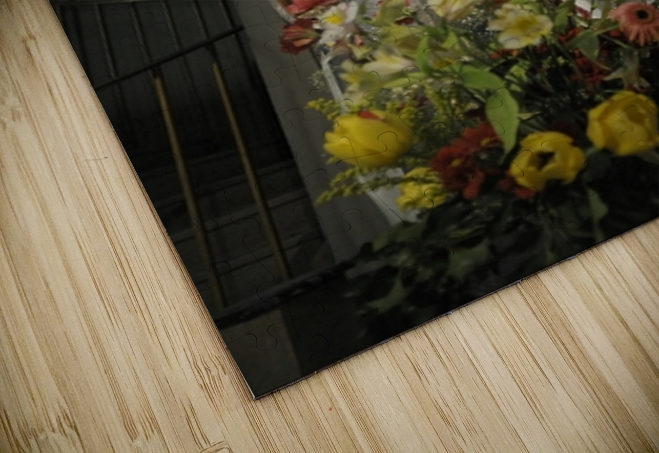 Wood carving of the virgin with bouquet of flowers Eglise Saint Pothin Kevin Oke Puzzle