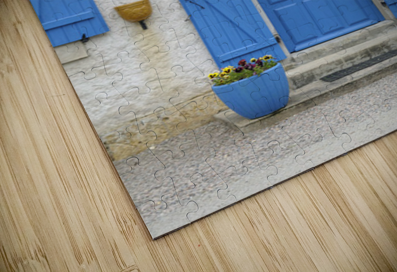 Blue door and shutters at the lock keepers house Ecluse 24 Anizy Champ du Pont Limanton Nievre Burgundy France Kevin Oke Puzzle