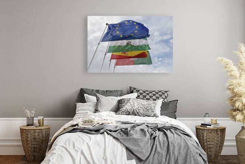 Flags on the Vela Tower The Alhambra Granada Andalusia Spain by Kevin Oke