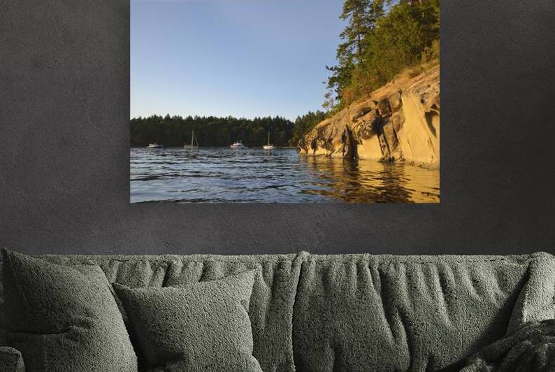 Sculpted sandstone cliff in front of the Tent Island anchorage by Kevin Oke