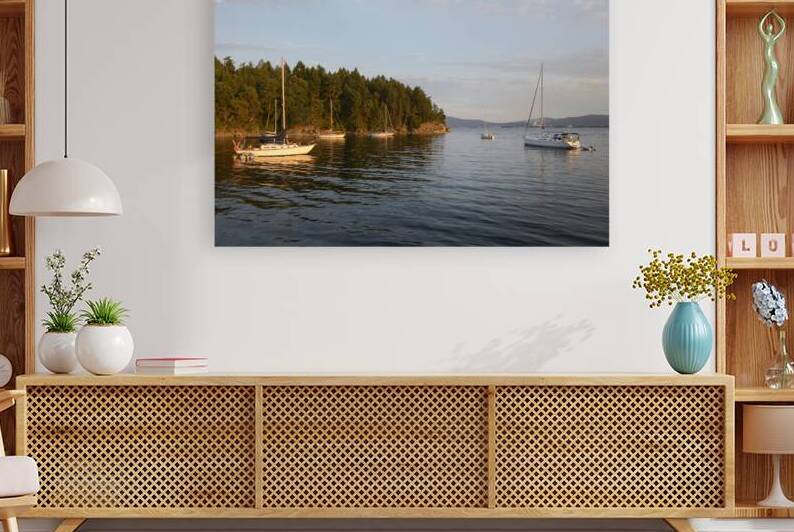 Sailboats at anchor on the west side of Tent Island by Kevin Oke