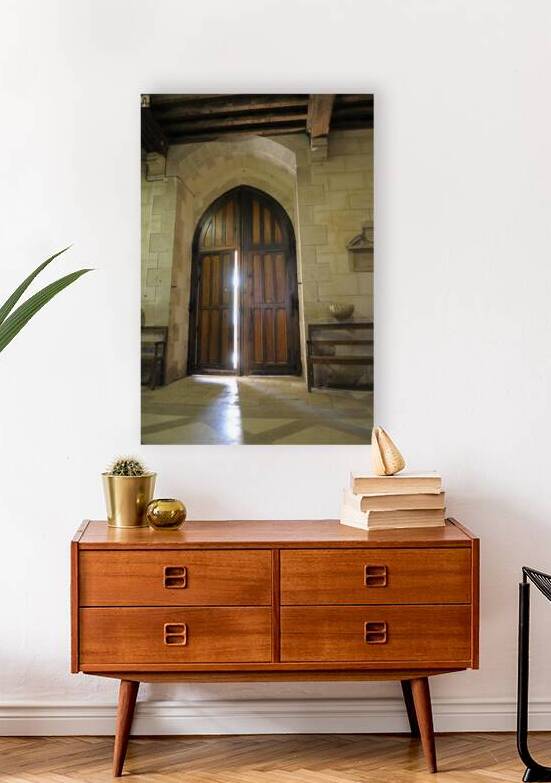 Shaft of light coming through the entrance door.  Eglise de Saint Maurice. Chatillon-sur-Loire Centre. France by Kevin Oke
