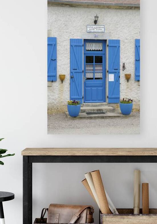Blue door and shutters at the lock keepers house Ecluse 24 Anizy Champ du Pont Limanton Nievre Burgundy France by Kevin Oke