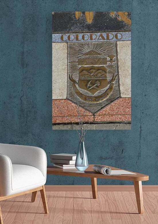 Bas relief plaque for Colorado is inlaid into Hoover Dams plazas surface one of the seven states that fall within the Colorado Rivers basin. Hoover Dam Arizona Nevada USA by Kevin Oke