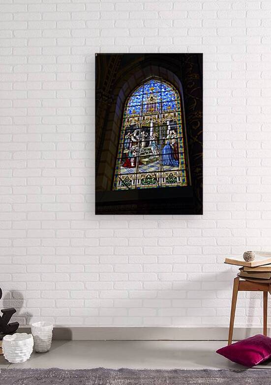 Stained glass window at Basilica del Voto Nacional Quito Ecuador by Kevin Oke